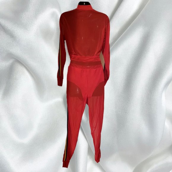 Red Mesh Matching Sports Jacket and Pants - Picture 5 of 5